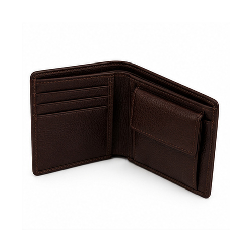 Brown Two-Tone Genuine Leather Style Bifold Wallet - Image 5