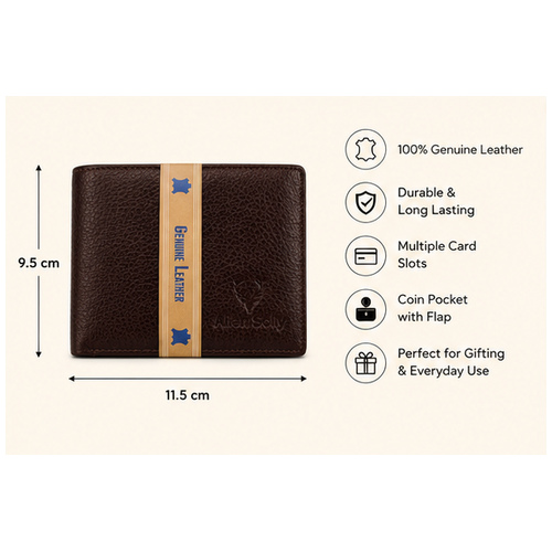 Brown Two-Tone Genuine Leather Style Bifold Wallet - Image 7