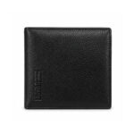 Black Pebbled Texture Branded-Style Bifold Wallet