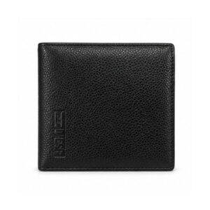 Black Pebbled Texture Branded-Style Bifold Wallet