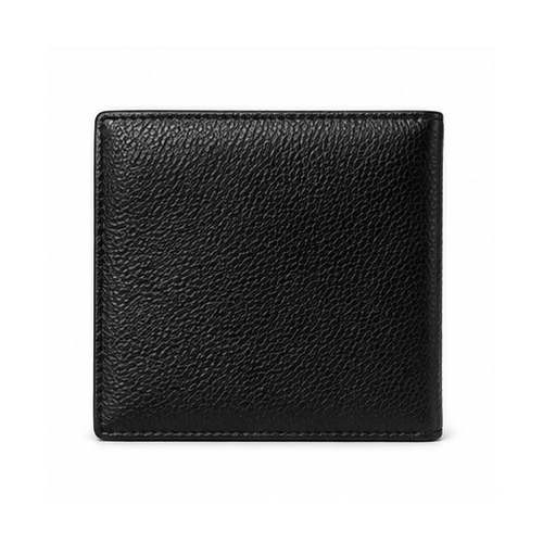 Black Pebbled Texture Branded-Style Bifold Wallet - Image 3