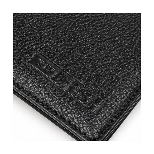 Black Pebbled Texture Branded-Style Bifold Wallet - Image 5