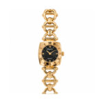 Gold Tone Black Dial Link Bracelet Women's Watch