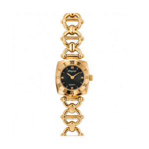 Gold Tone Black Dial Link Bracelet Women's Watch