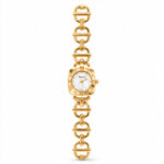 Gold Tone White Dial Link Bracelet Women's Watch