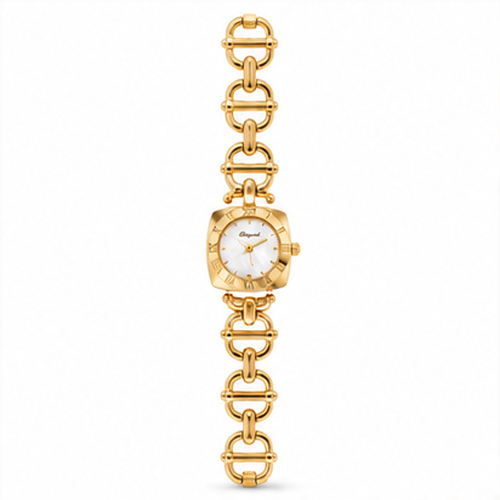 Gold Tone White Dial Link Bracelet Women's Watch