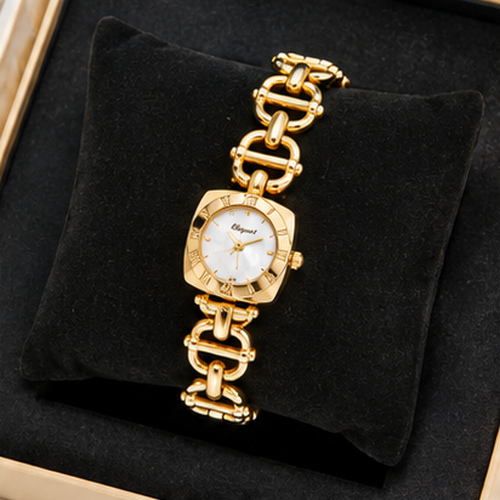 Gold Tone White Dial Link Bracelet Women's Watch - Image 2