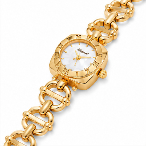 Gold Tone White Dial Link Bracelet Women's Watch - Image 3