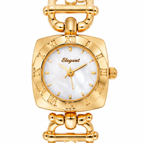 Gold Tone White Dial Link Bracelet Women's Watch - Image 4