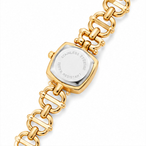Gold Tone White Dial Link Bracelet Women's Watch - Image 5