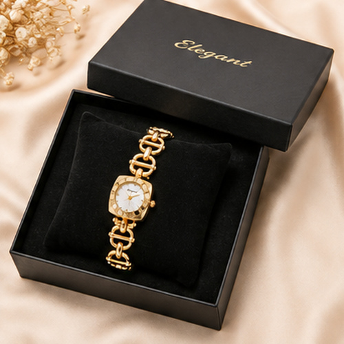 Gold Tone White Dial Link Bracelet Women's Watch - Image 7
