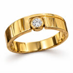 Gold-Tone Minimal Single Stone Ring for Men