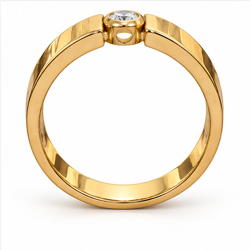 Gold-Tone Minimal Single Stone Ring for Men - Image 4