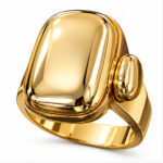 Gold-Tone Oversized Rectangular Signet Ring for Men