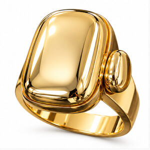Gold-Tone Oversized Rectangular Signet Ring for Men