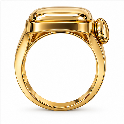 Gold-Tone Oversized Rectangular Signet Ring for Men - Image 3