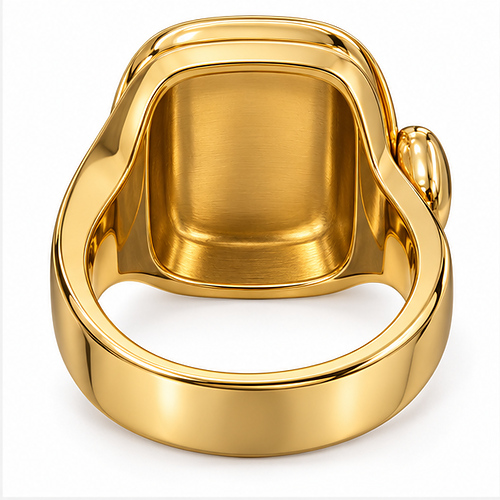Gold-Tone Oversized Rectangular Signet Ring for Men - Image 4