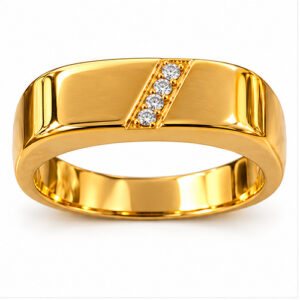 Gold-Tone Four Stone Accent Band Ring for Men