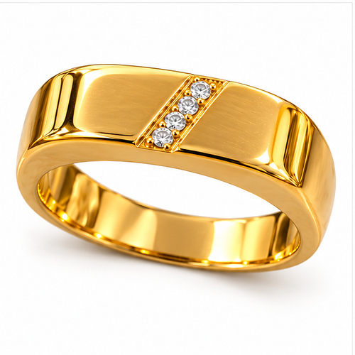 Gold-Tone Four Stone Accent Band Ring for Men - Image 4