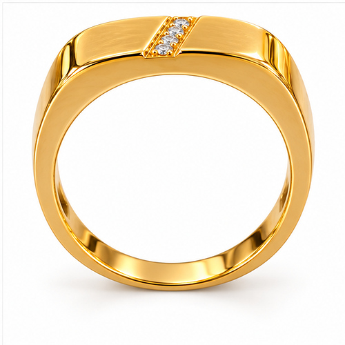 Gold-Tone Four Stone Accent Band Ring for Men - Image 3
