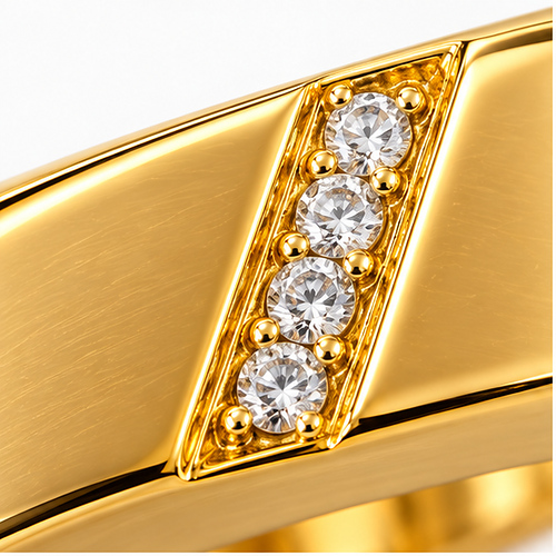 Gold-Tone Four Stone Accent Band Ring for Men - Image 5