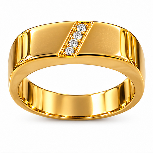 Gold-Tone Four Stone Accent Band Ring for Men - Image 6