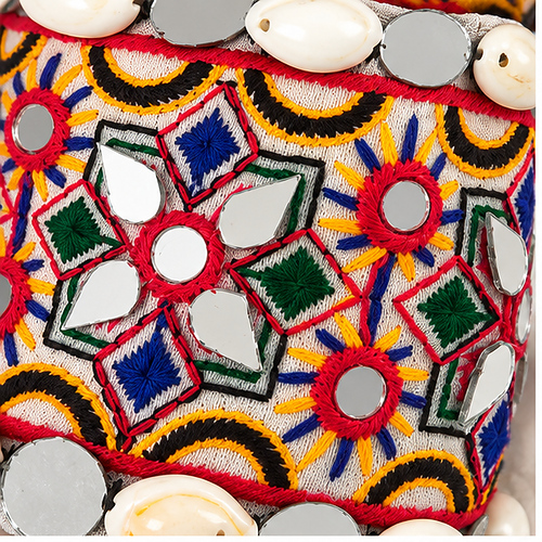 Women's Multicolour / Silver Embroidered mirror work Fabric Cuff/Kada - Image 6