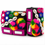 Women's Multicolour Embroidered shell & mirror Fabric Cuff/Kada