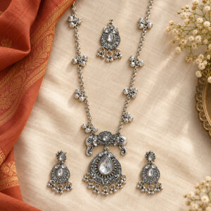 Women's Long Chain Crescent Medallion Set