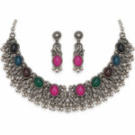Women's Red-Green Floral Crescent Set