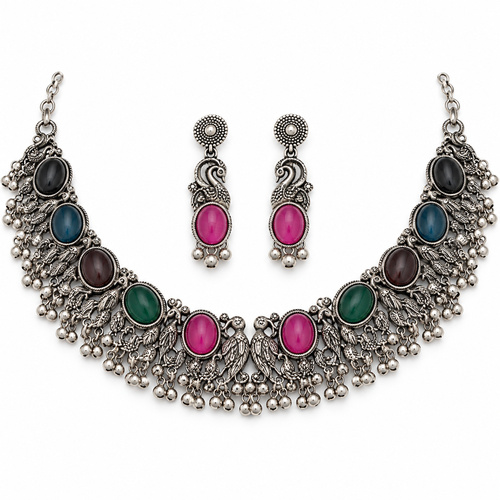 Women's Red-Green Floral Crescent Set