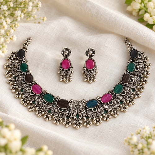 Women's Red-Green Floral Crescent Set - Image 6