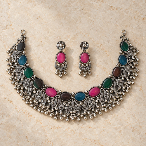 Women's Red-Green Floral Crescent Set - Image 3
